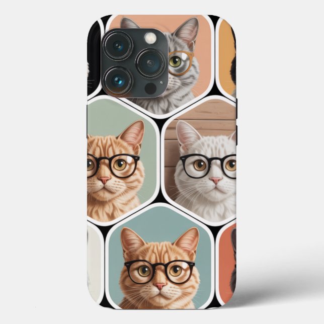 Cute Cat Faces with Glasses  (Verso)