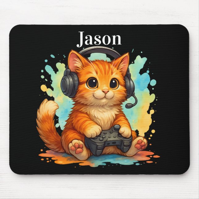 cute cat gamer Mousepad (Frente)