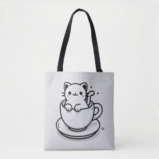 Cute Cat in Teacup Tote Bag