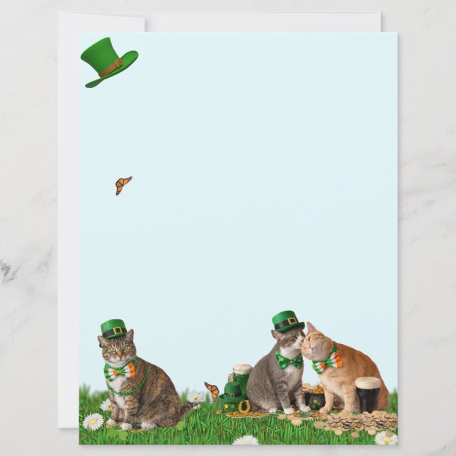 Cute Cat St Patrick's Day Stationery (Frente)