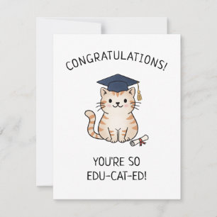 Cute Cat Trocadilho Novo Graduado Graduação Piada