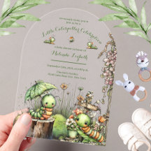 Cute Caterpillar Garden Baby Shower Invitation