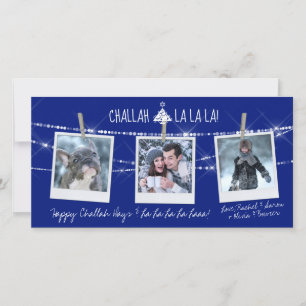 Cute Challah Days La La La 3-Photo Holiday Card