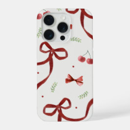 Cute Cherry & Red Ribbon Pattern Phone Case
