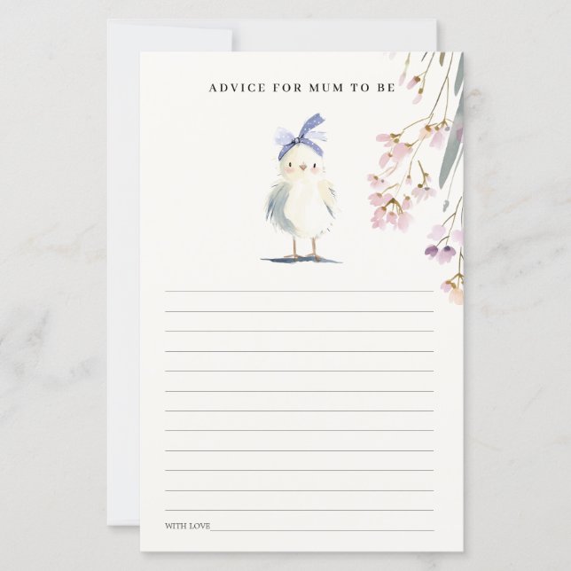 Cute Chick Farm Floral Advice For Mum Baby Shower (Frente)