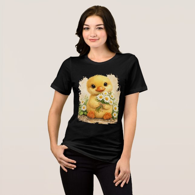 Cute Chick Flower T-Shirt Kawaii Animal Gift (Frente Completa)