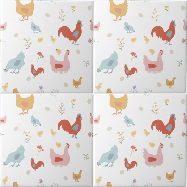 Cute Chickens Hens and Baby Chicks Kitchen (Cute Chickens Hens and Baby Chicks Kitchen Ceramic Tile)