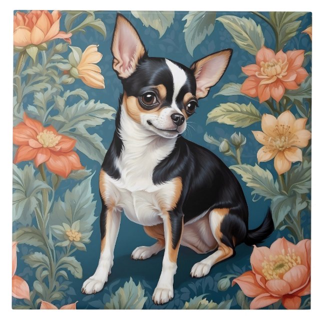 Cute Chihuahua William Morris Inspirou Floral (Frente)
