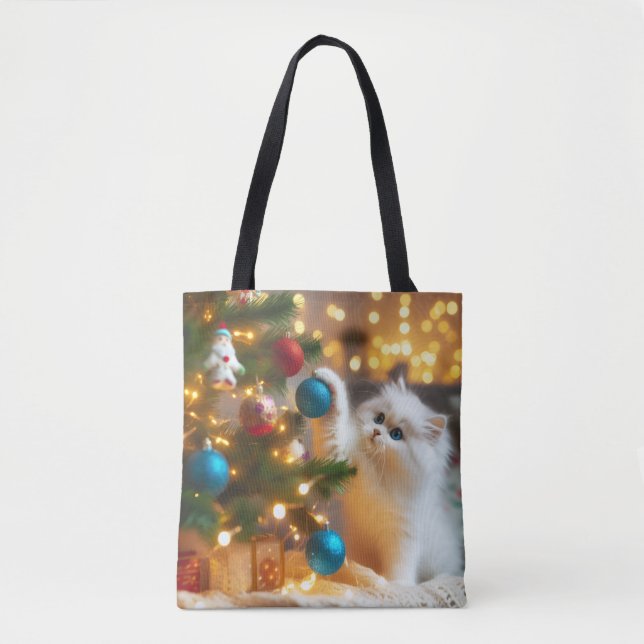Cute Christmas Cat Tote Bag (Frente)