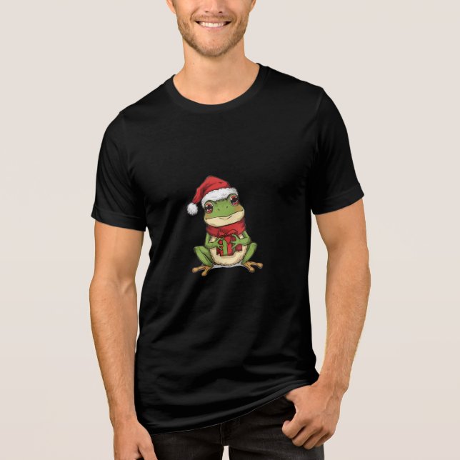Cute Christmas Frog Sweater - Santa Frog Holding G (Frente)