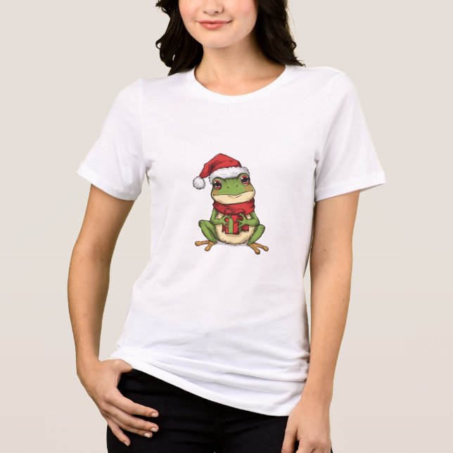Cute Christmas Frog Sweater - Santa Frog Holding G (Frente)