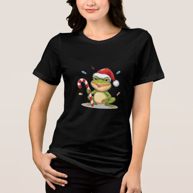 Cute Christmas Frog With Candy Cane - Funny Holida (Frente)