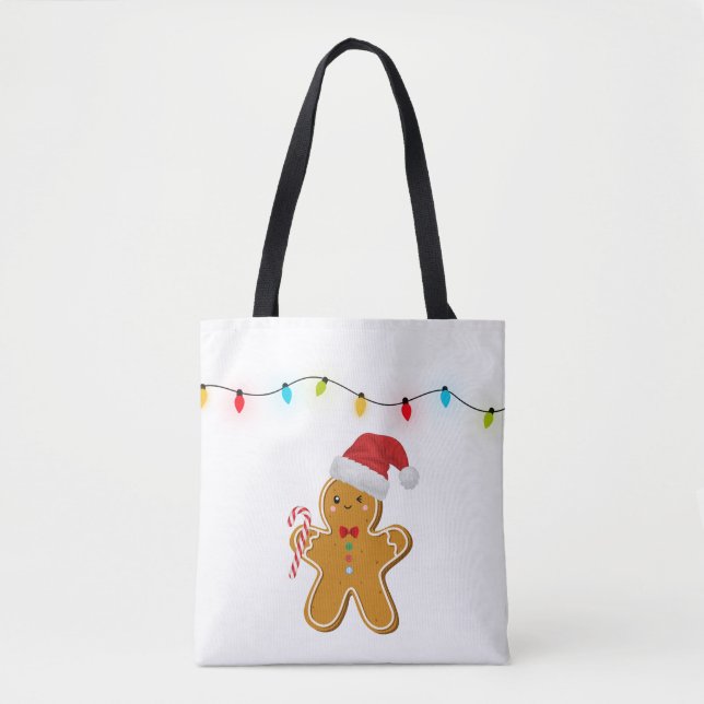 Cute Christmas Gingerbread Man Tote Bag (Frente)