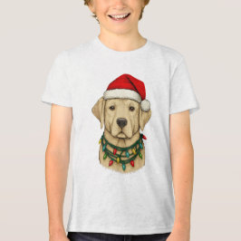 Cute Christmas Labrador with Santa Hat and Holiday
