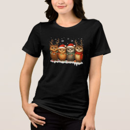 Cute Christmas Owls with Santa Hats & Reindeer