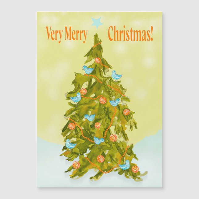 Cute Christmas Tree with Blue Birds (Frente)