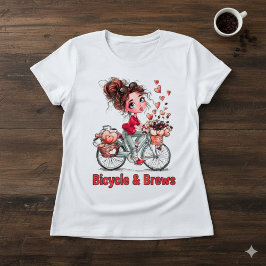 Cute Coffee Girl on Bicycle – Romantic Heart 