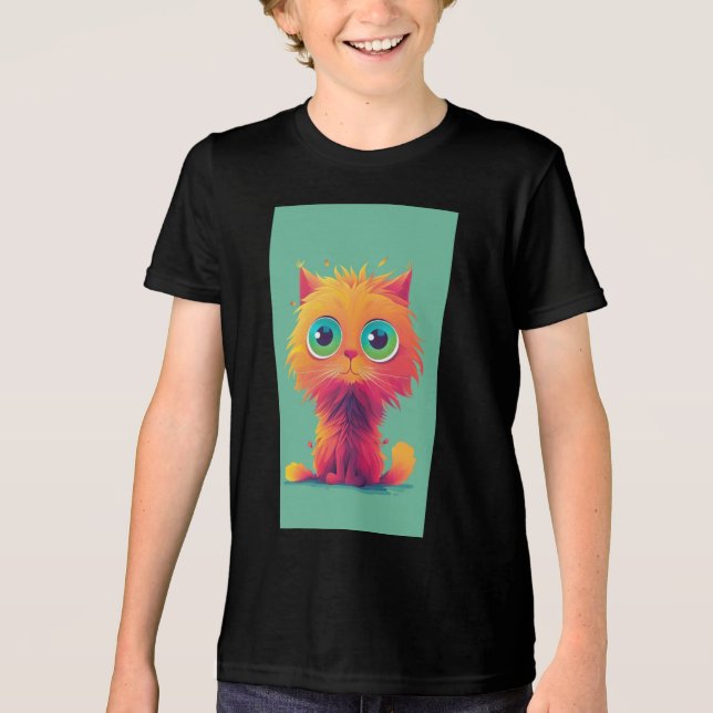 Cute Colorful Kitten Illustration – Kids T-Shirt | (Frente)