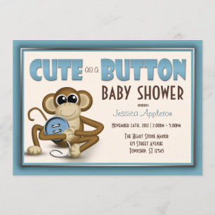 Cute como um convite para Chá de fraldas azul de 