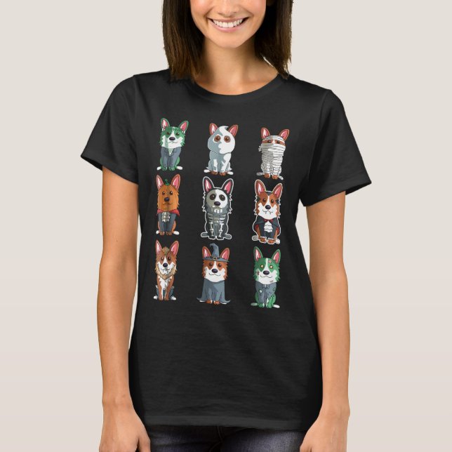Cute Corgi Halloween   Halloween  Camiseta (Frente)
