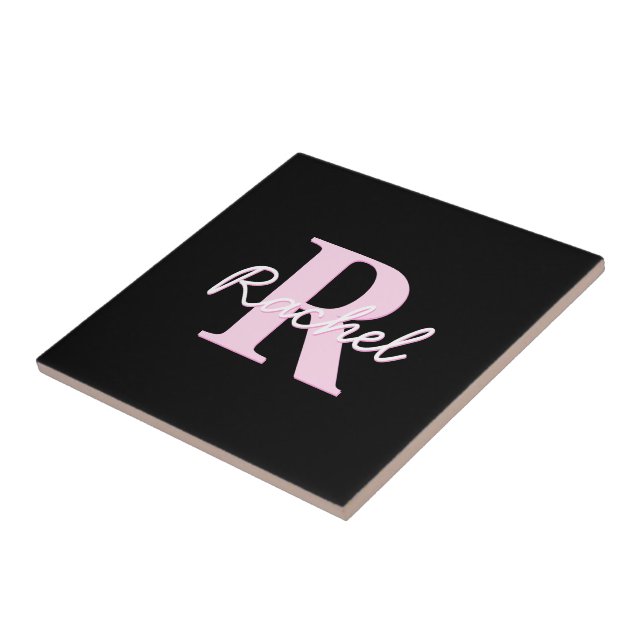 Cute Customizable Monogram | Light Pink & Black (Lateral)