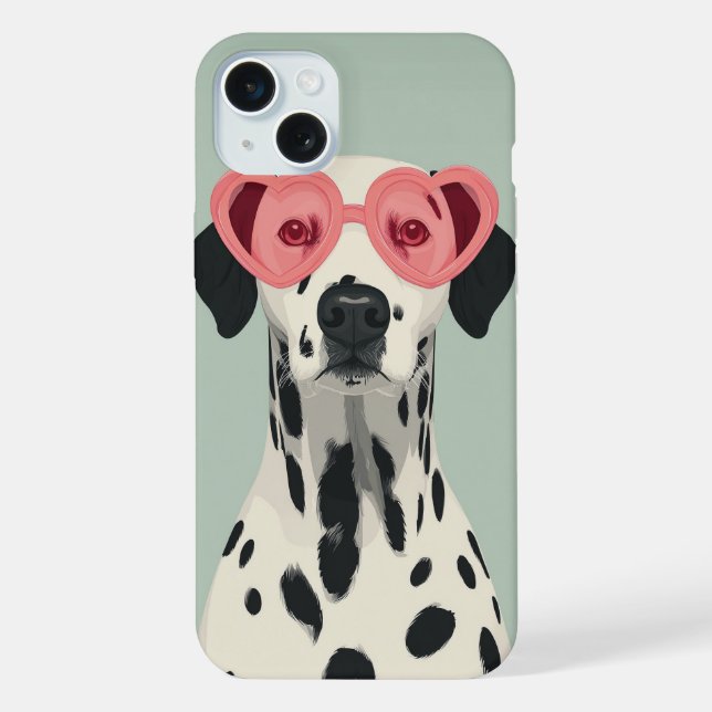 Cute Dalmatian with Heart Sunglasses (Verso)