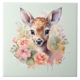 Cute Deer Cercado Por Rosas