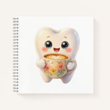 Cute Dental Coffee Lover Kawaii Personagem Quadrad
