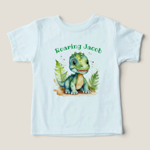Cute Dino Toddler Tee com Nome Editável