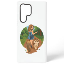 Cute Dog Mom Walking Puppies Forest Trail Illustra