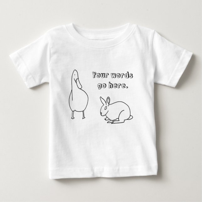 Cute Duck e Rabbit Desenhando suas camisetas de te (Frente)