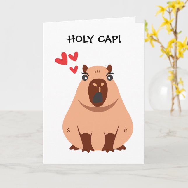Cute e engraçado Cappybara "EU AMO VOCÊ" cartão de (Flor Amarela)