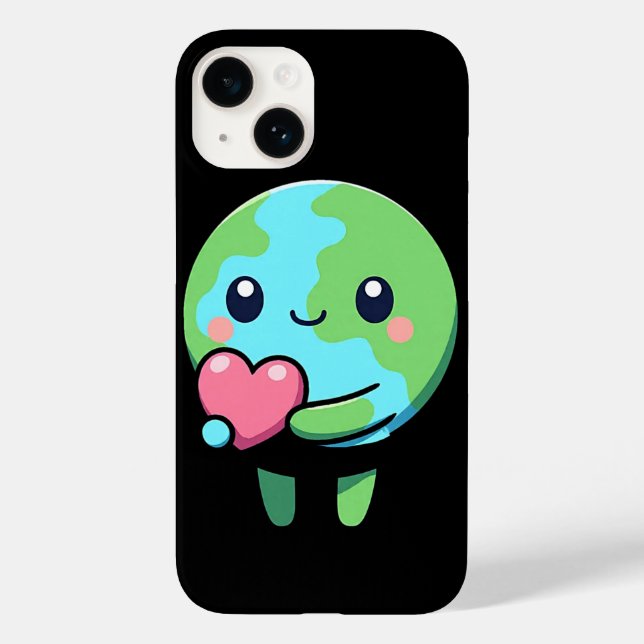 Cute Earth Love iPhone 14 Case Kawaii Planet (Verso)