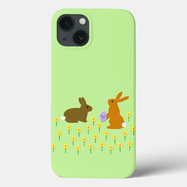 Cute Easter Bunnies e Daffodils Case-Mate iPhone (Verso)