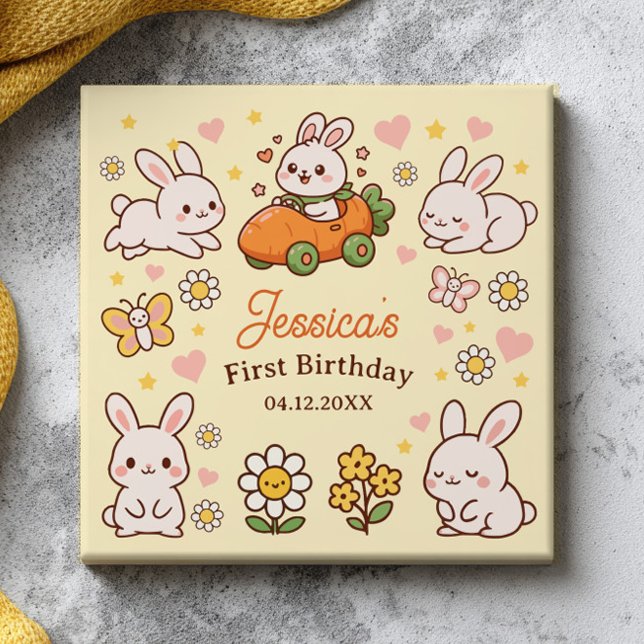 Cute Easter Bunnies Whimsical 1st Birthday (Criador carregado)
