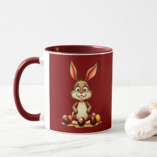 Cute Easter Bunny with Chocolate Eggs - caneca