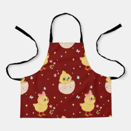 Cute Easter Chick with Pink Bow Seamless Pattern 