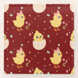 Cute Easter Chick with Pink Bow Seamless Pattern 