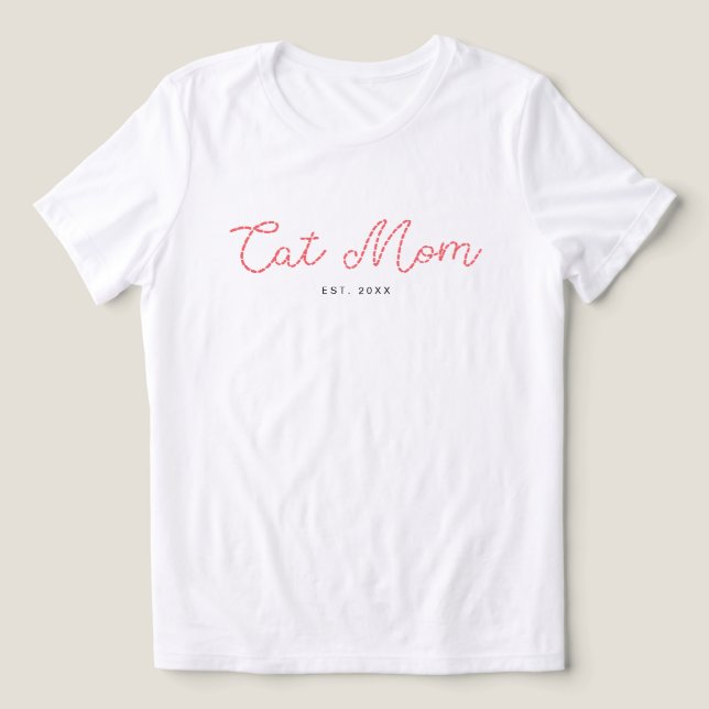 Cute Embroidered Cat Lover Mom Add Your Text (Design frontal)
