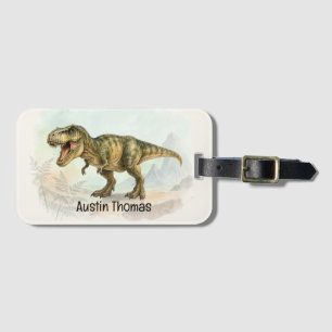 Cute Etiqueta de Bagagem Personalizada de T-Rex co