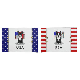 Cute EUA American Flag Boston Terrier - (preto)