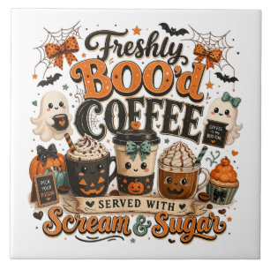 Cute Fantasma Assustador Amante de Café Halloween