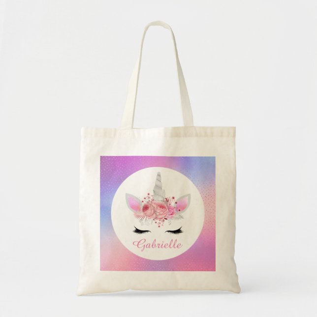 Cute Fantasy unicorn adicione nome bolsa (Frente)
