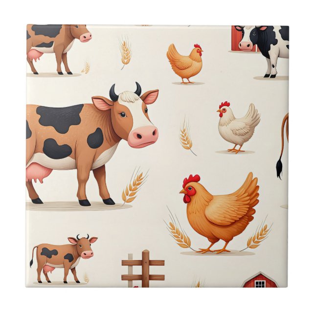 Cute Farm Animals Barn Pattern (Frente)