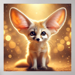 Cute Fennec Fox Fantasy Poster Adorável Wall Art