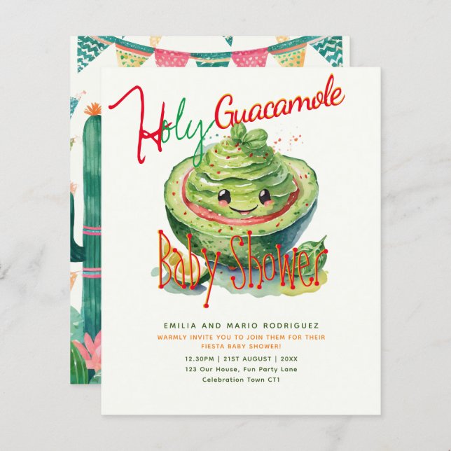 Cute Fiesta Santa Guacamole Chá de fraldas ORÇAMEN (Frente/Verso)