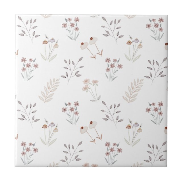 Cute Floral Elegant Wildflowers Ceramic Tile (Frente)