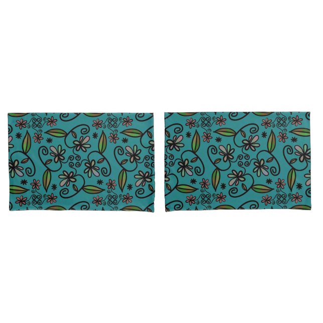 Cute Floral Pattern Teal (Frente - conjunto)