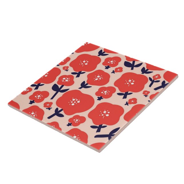 Cute Floral Seamless Pattern – Red Spring Flowers  (Lateral)