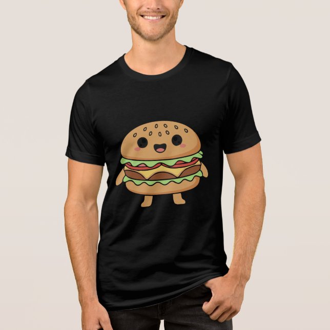 Cute food character illustration (smiling burger), (Frente)